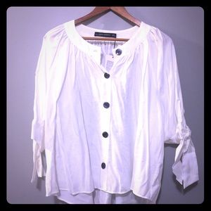 ZARA Whit Blouse With Burtons